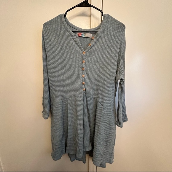 Free People Beach Blossom Button Up T Shirt Dress Light Blue Size Medium - Picture 2 of 9